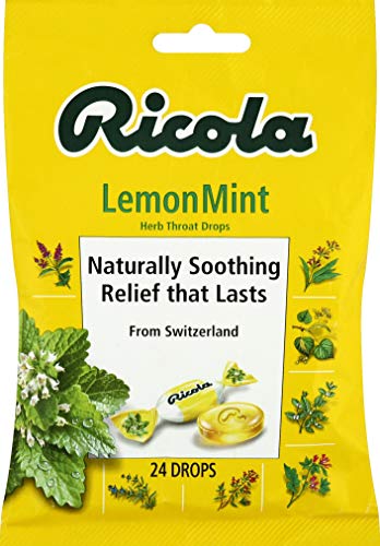 Gotas para la garganta con hierbas Ricola Lemon Mint, bolsa de 24 unidades