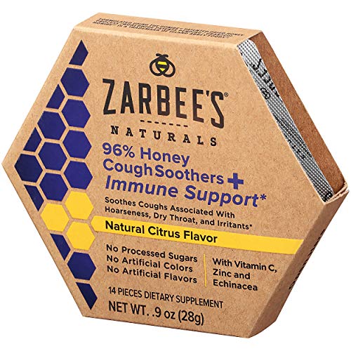 Zarbee's Naturals 96% Honey Cough Soothers + Immune Support*, Natural Citrus Flavor, 14 Count.