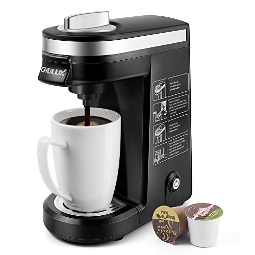 Kávovar CHULUX pro přípravu kávy na jeden šálek na kapsle se zásobníkem na 12 uncí, černý